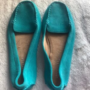 Teal suede Nu Day aerosole flats